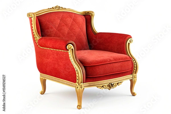 Fototapeta King size.Comfortable red rich golden armchair.Rest,relaxation