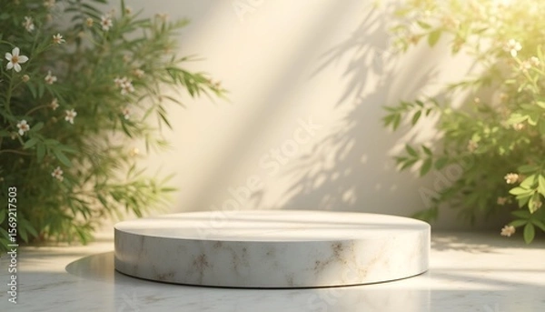 Obraz White podium with soft shadow, minimalist display