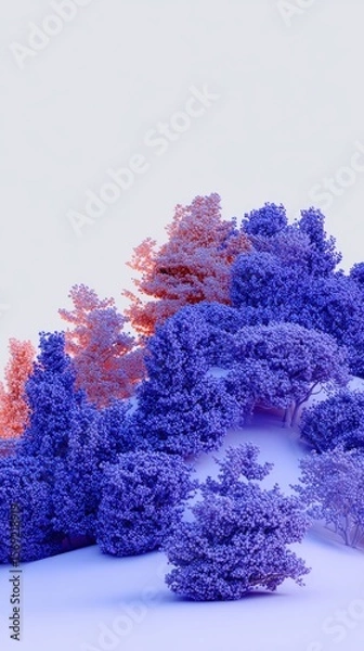 Fototapeta Colorful winter landscape with vibrant trees and snow-covered ground