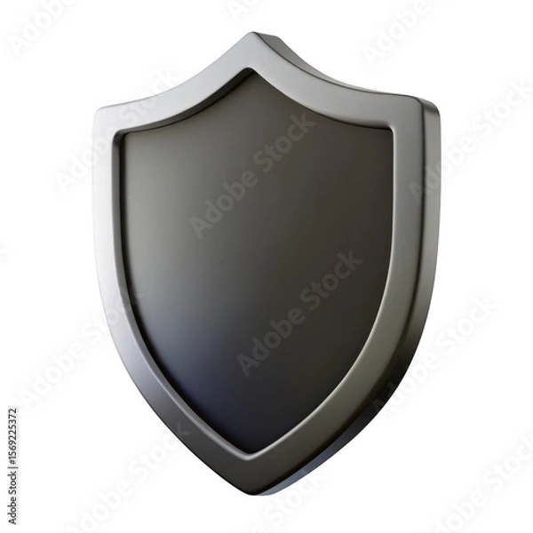 Fototapeta 3d realistic metal shield icon isolated on transparent background