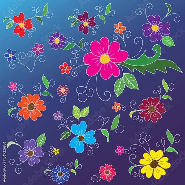 Obraz Batik Java Batek fabric floral flower pattern colorful background texture shirt motif print poster Indonesia