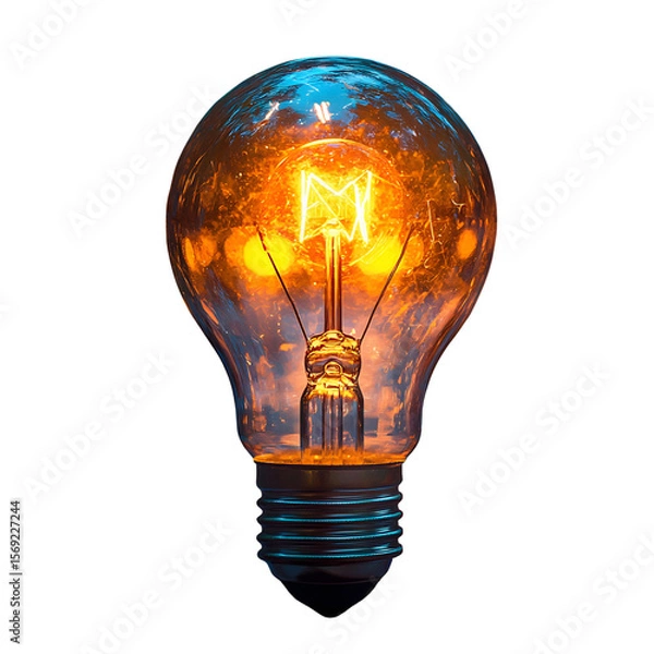 Obraz a glowing light bulb on a black background