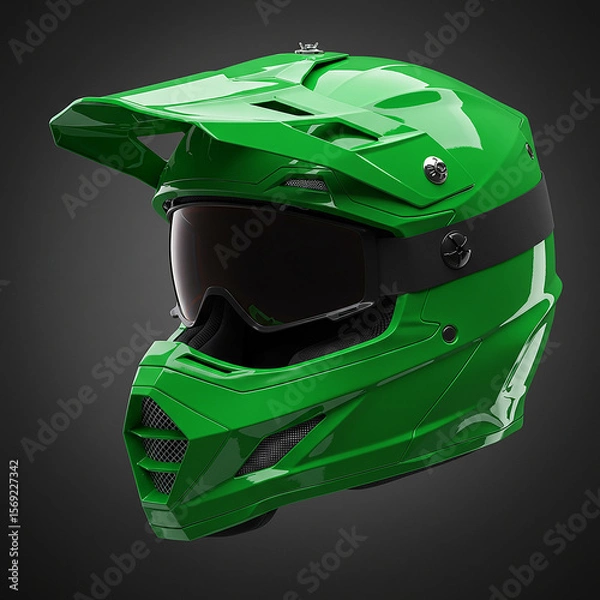 Obraz Motocross Helmet Green OffRoad Racing Gear