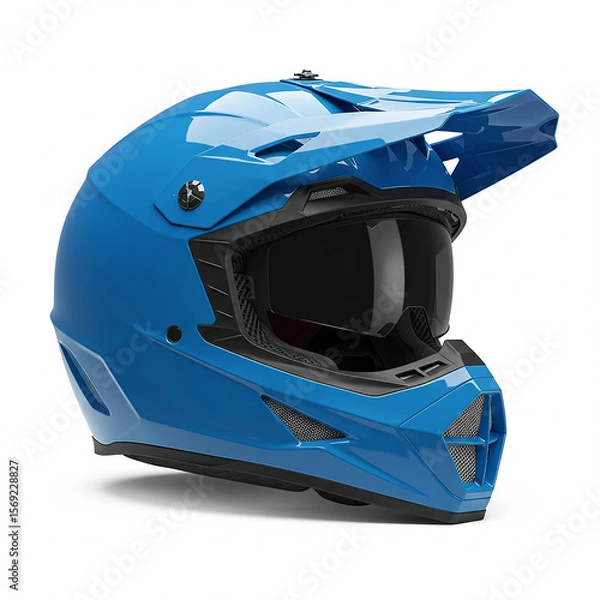Obraz Vibrant Blue Motocross Helmet Protective Gear for OffRoad Thrills