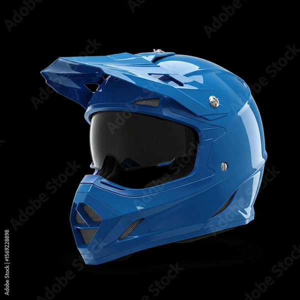 Obraz Blue Motocross Helmet Protective Gear for OffRoad Adventures