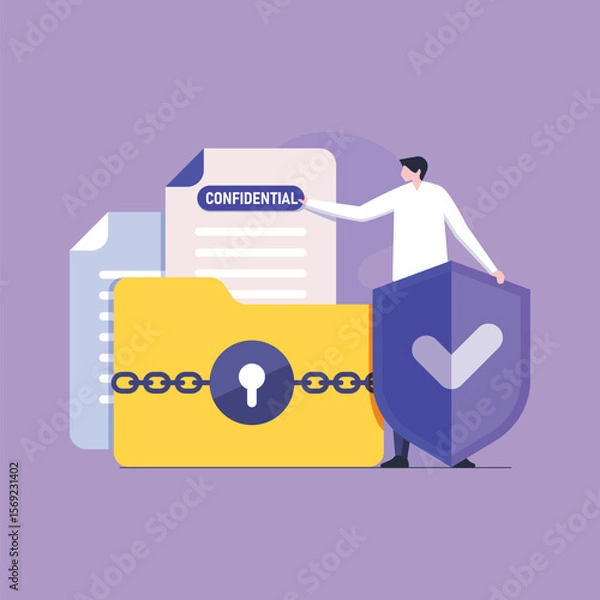 Fototapeta Secure Document Access and Confidential Data Protection Concept