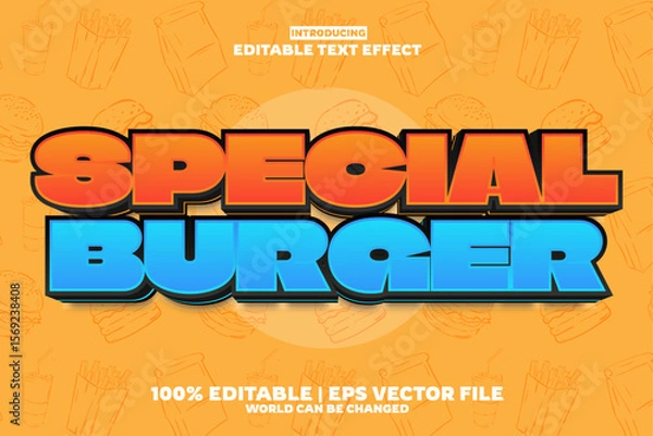 Fototapeta Special burger editable text effect in new modern trend style