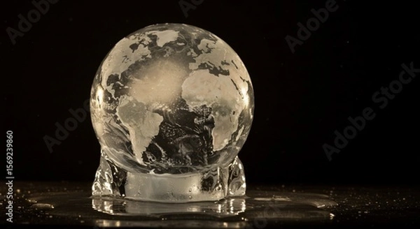 Obraz glass globe on black background