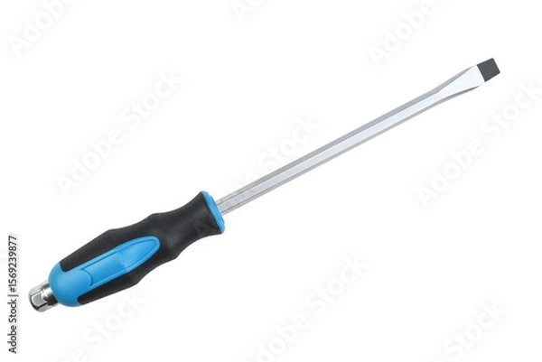 Fototapeta New screwdriver with ergonomic handle for ease of use during repairs isolated on white background.