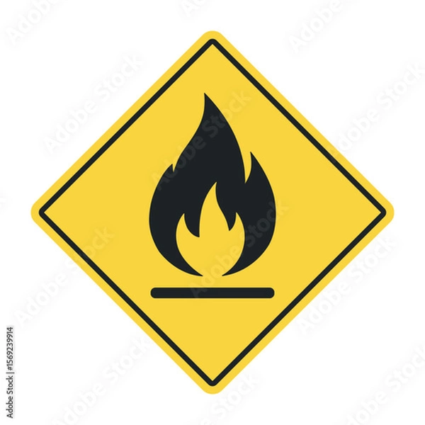 Fototapeta Fire warning sign flat vector