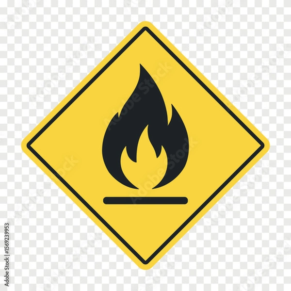 Fototapeta Fire warning sign flat vector