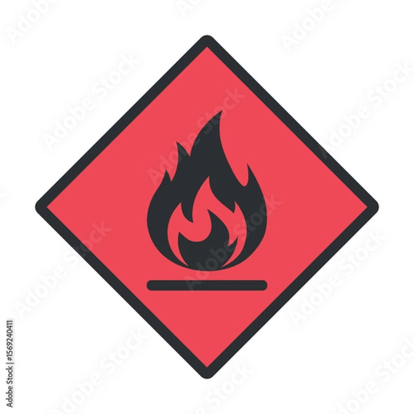 Fototapeta Fire warning sign flat vector