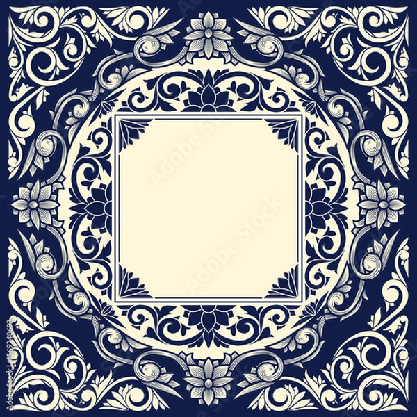 Fototapeta Decorative ornate retro floral blank card template