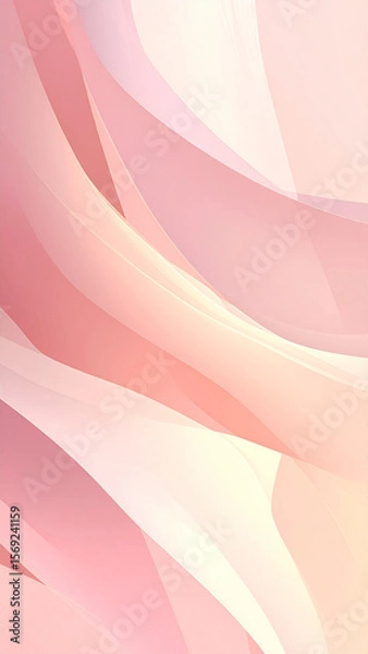 Fototapeta Minimal abstract background for mobile app, vertical orientation, soft flowing shapes with warm tones light pink and beige, smooth gradients, subtle texture, clean design, empty space for UI elements.