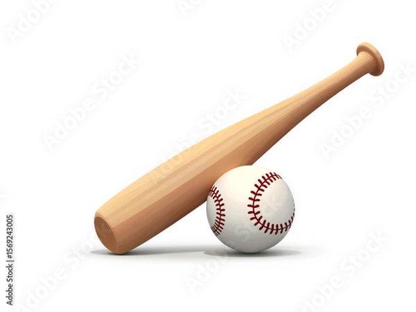 Fototapeta Baseball bat hitting a baseball, isolated on white background, suitable for sports and competition themes. Generative AI