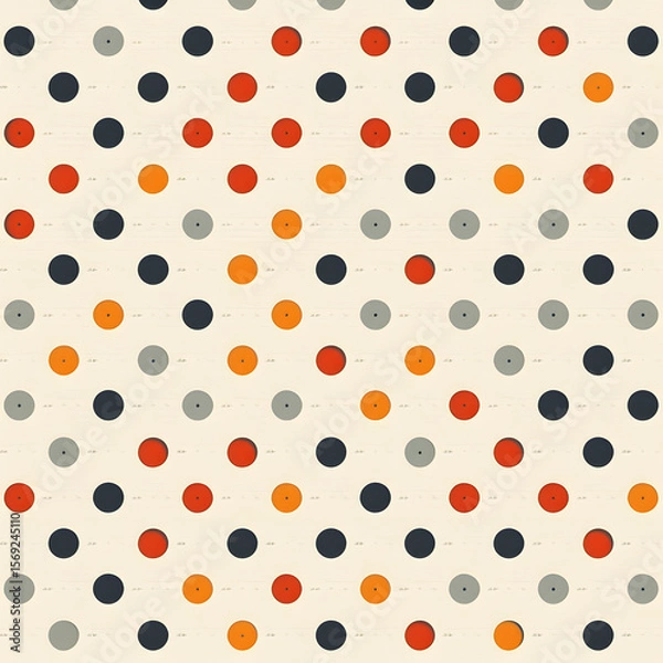 Obraz Abstract polka dot pattern with multicolored dots in black orange gray on cream background seamless wallpaper design for fashion art and modern decor
