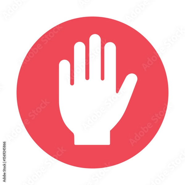 Fototapeta Hand stop gesture flat vector icon