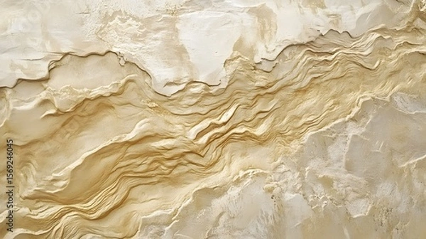 Fototapeta Photograph of eroded sandstone formations with intricate swirling patterns and textures.