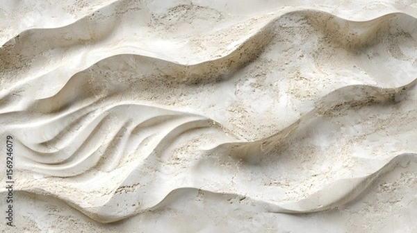 Fototapeta 3D render of textured, undulating concrete waves with subtle variations in tone and form.