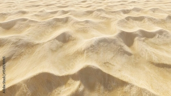 Fototapeta 3D render of undulating golden sand dunes with textured shadows.