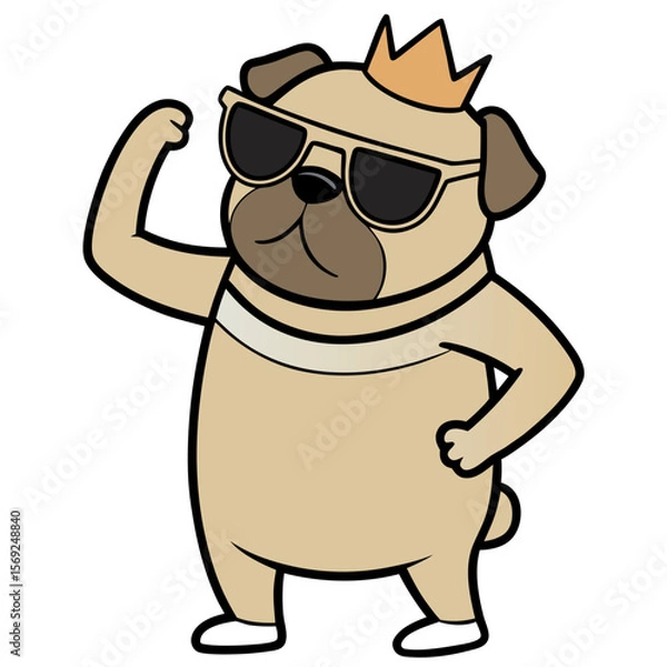 Obraz cartoon pug dog with sunglasses