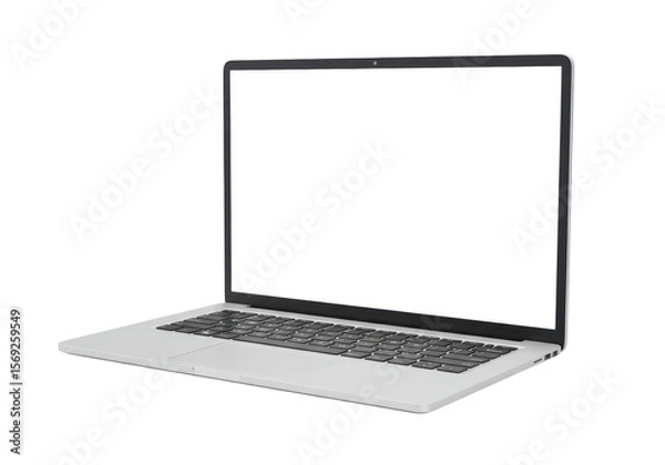 Fototapeta Isolated Modern Laptop with Blank White Screen for Customization