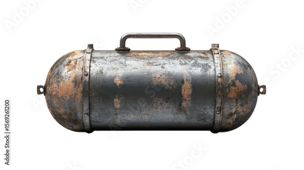 Fototapeta Gas tank with visible weld marks and metal texture Transparent background, PNG