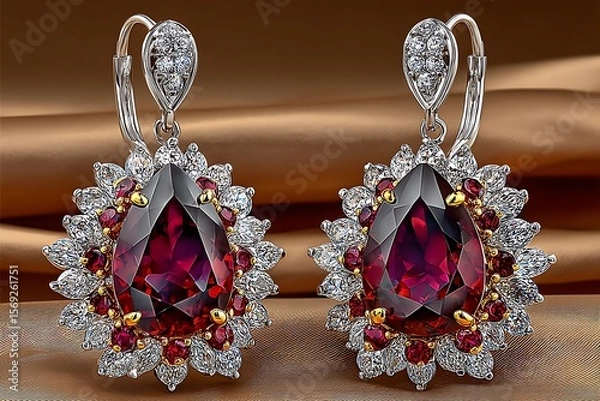 Fototapeta Bold ruby studs for elegance high resolution picture