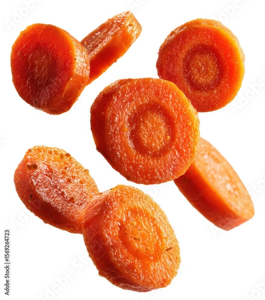 Fototapeta carrot slices falling isolated on transparent background