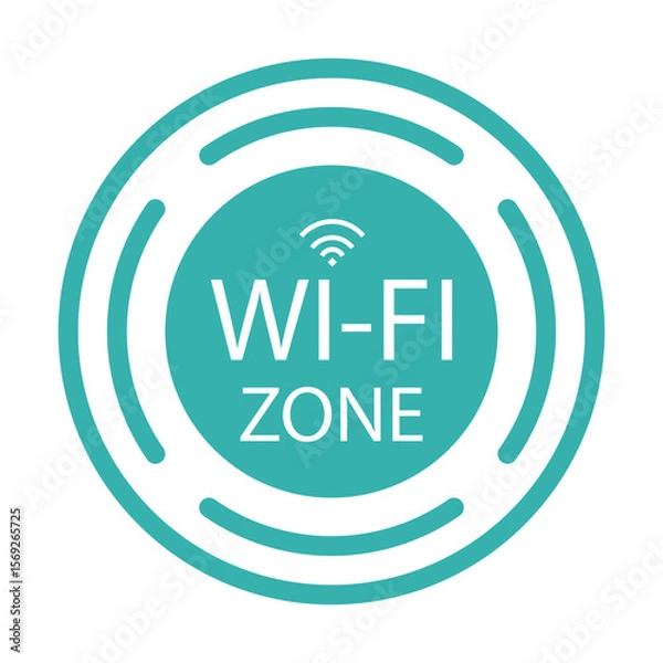 Fototapeta Free wifi zone flat vector icon
