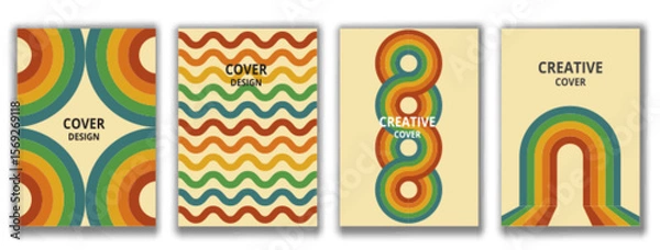 Fototapeta Abstract. Colorful set of background. Retro design cover templates, posters, ad banners, brochures, flyers, covers. Vector.