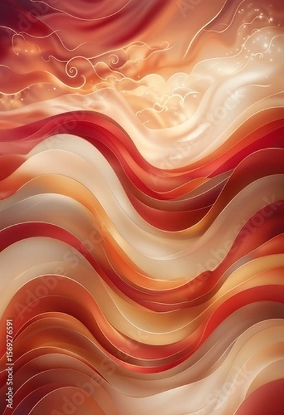 Obraz Modern Abstract Digital Artwork With Vibrant Wavy Shapes
