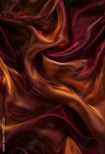 Obraz Elegant Abstract Silk Flow In Deep Wine Red And Ember Orange