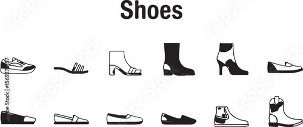 Fototapeta Collection of Various Shoe Types Boots, Sandals, Flats, and More