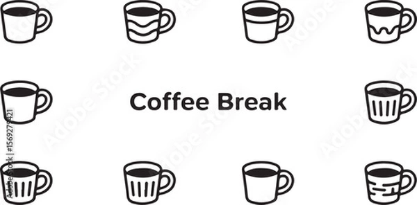 Fototapeta Coffee Break A Collection of Cute Coffee Mug Illustrations