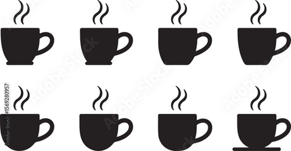 Fototapeta Collection of Simple Hot Beverage Cup Icons  Perfect for Menus, Websites, and Apps
