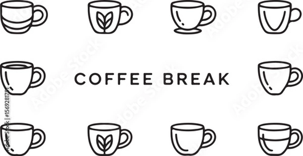 Fototapeta Coffee Break A Collection of Simple Cup Illustrations