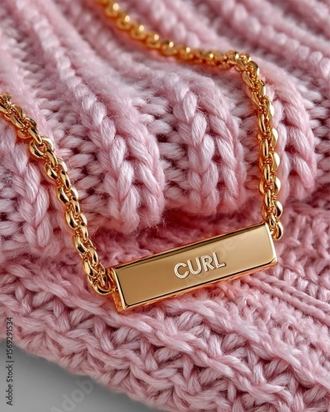 Fototapeta Custom name gold pendant jewelry closeup high resolution picture