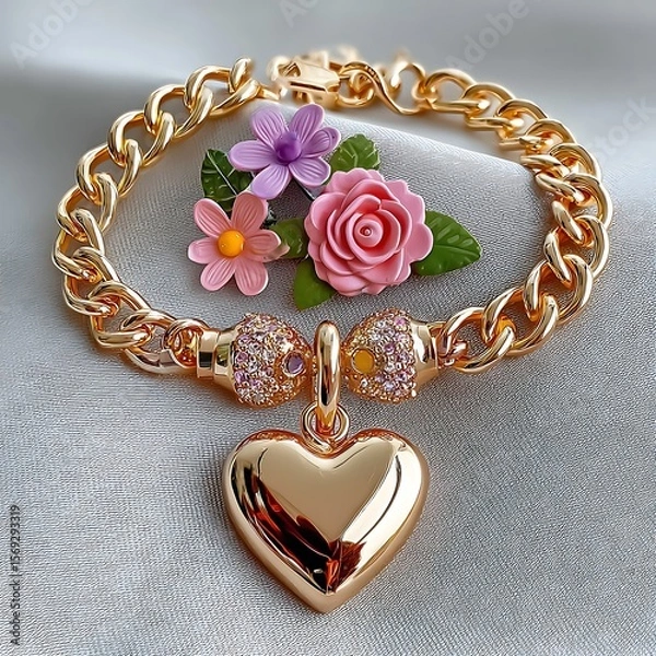 Fototapeta Decorative bracelet featuring multicolor heart charms high resolution picture