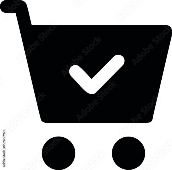 Fototapeta Successful Online Shopping Cart Icon with Checkmark Graphic