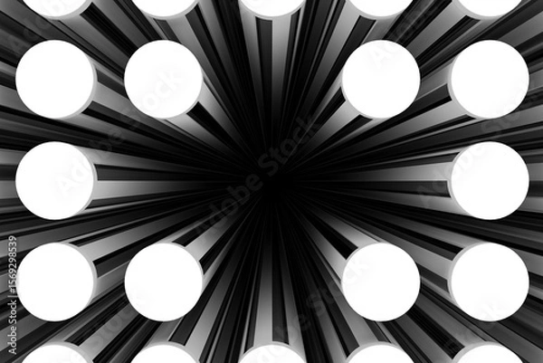 Fototapeta Black and white hole abstract background 3D render illustration