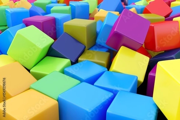 Fototapeta Colorful abstract background with boxes 3D illustration