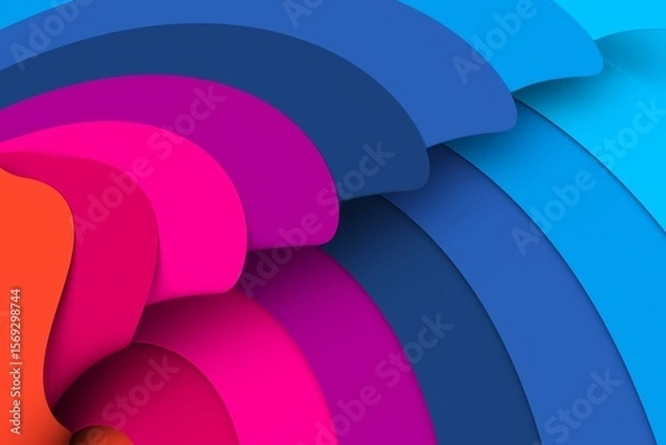 Fototapeta Colorful waves abstract background 3D render illustration