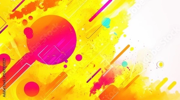 Obraz Vibrant abstract artwork featuring colorful shapes and lines on a bright background