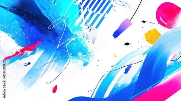Obraz Vibrant abstract artwork featuring bold colors and dynamic shapes, creating an energetic atmosphere