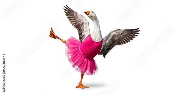 Fototapeta Graceful Goose in Pink Tutu A Whimsical Ballet Performance