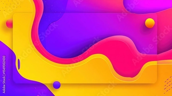 Obraz Vibrant abstract background featuring flowing shapes and colors with dynamic gradients and spheres