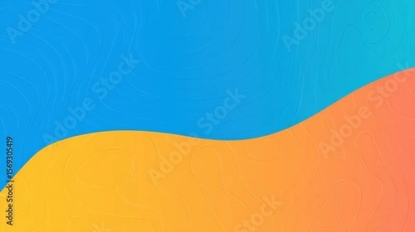 Obraz Vibrant abstract background with smooth gradient waves in blue, yellow, and orange hues