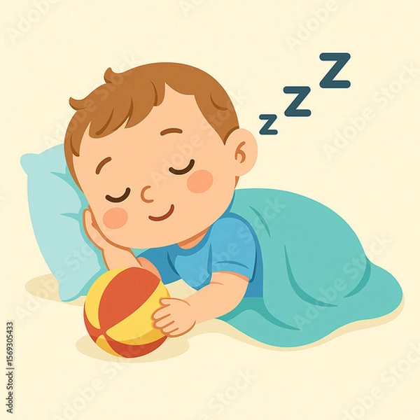Obraz AI-Generated Realistic Illustration of a Peaceful Sleeping Baby on Soft Blanket