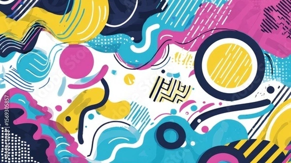 Obraz Vibrant abstract composition featuring colorful shapes and patterns, suitable for creative projects